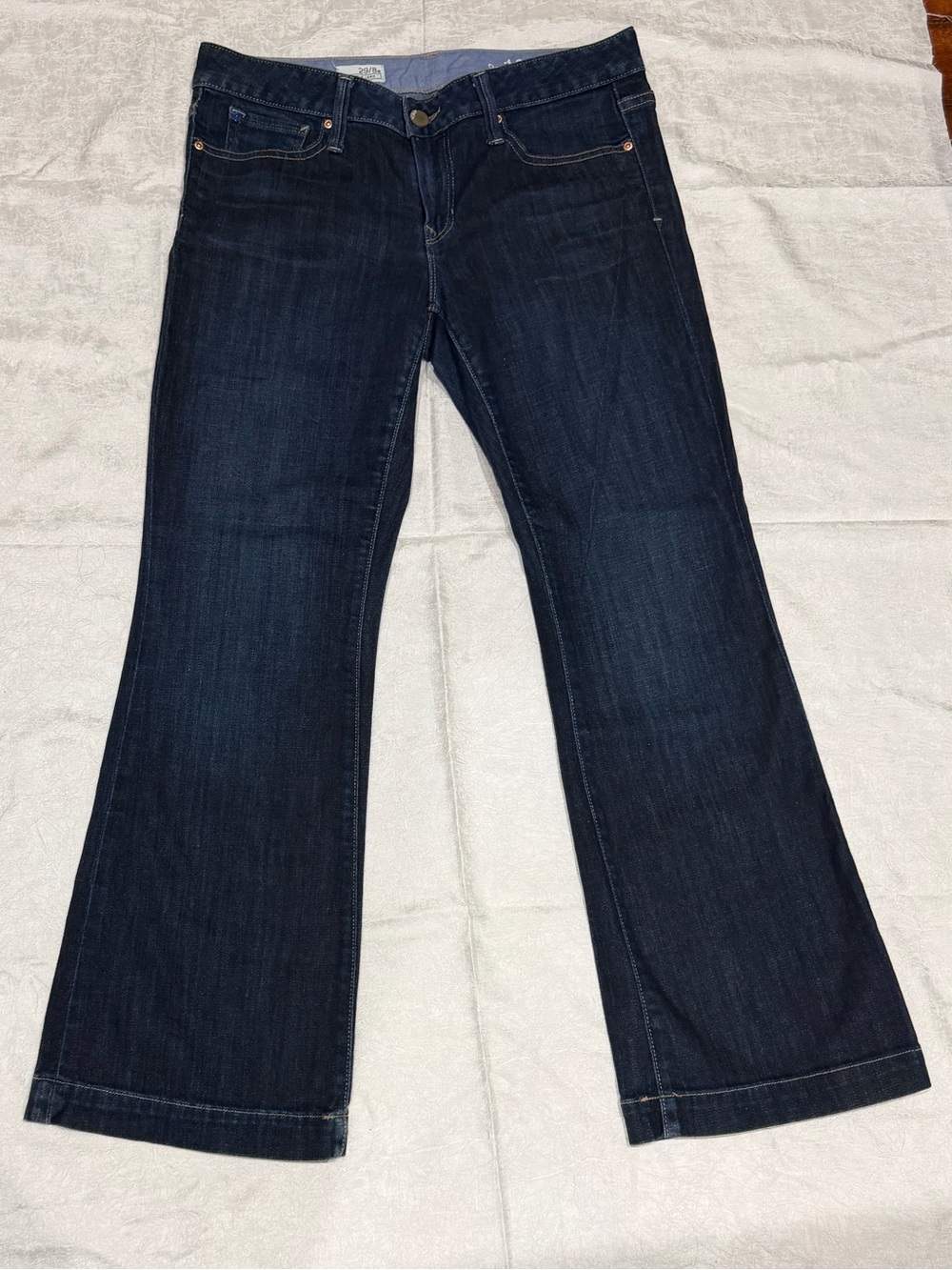 Gap 1969 Dark Wash Flare Jeans Size 29/8a Long & Lean Stretch Denim Vintage